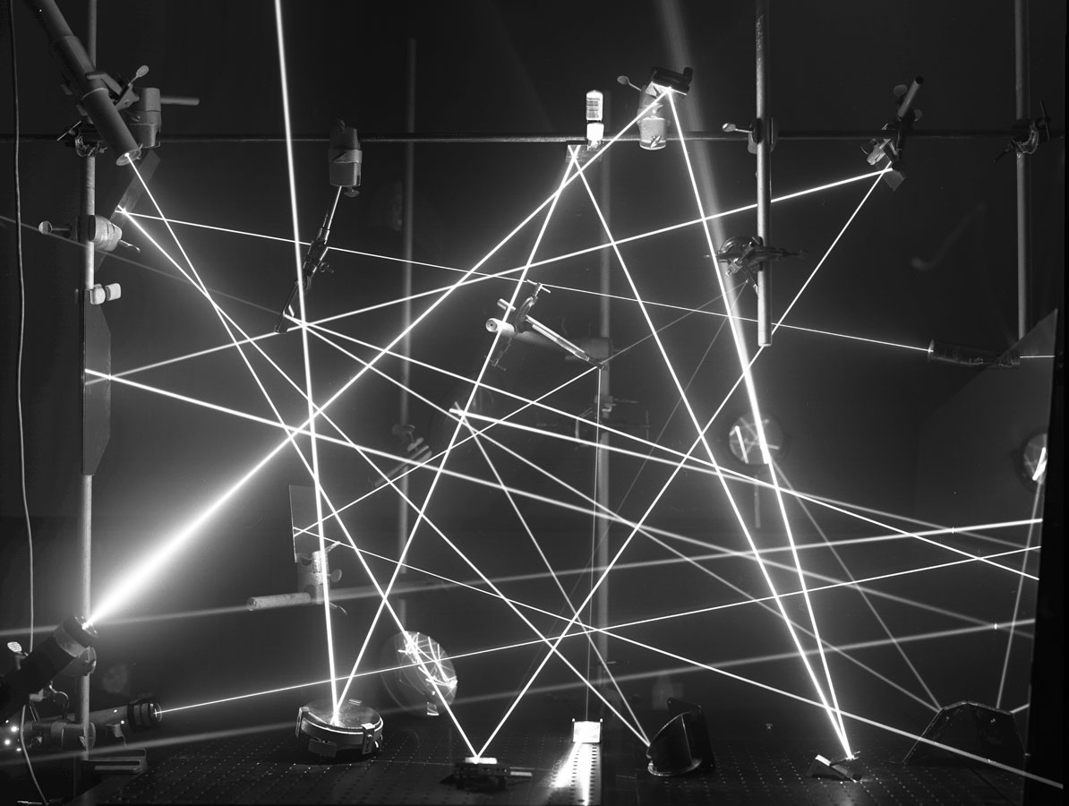construction with lasers and mirrors 2005.jpg